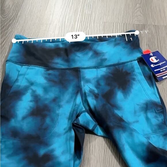 Champion Blue & Black Tie Dye Print Mid Rise Sport Jogger Tight in Cloud Burst M - Picture 9 of 11